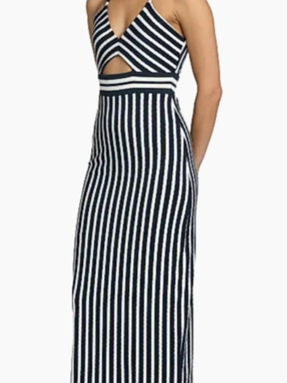 Ramy Brook Stevie Halterneck Striped Midi-Dress Small - Picture 3 of 10